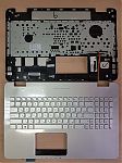 Клавиатура для ноутбука Asus N551, G551 черная, с подсветкой, верхняя панель в сборе (серебряная)