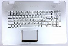 Клавиатура для ноутбука Asus N751, G771 серебряная, с подсветкой, верхняя панель в сборе