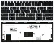 Клавиатура для ноутбука HP EliteBook Folio 9470M черная, рамка серебряная, с джойстиком, с подсветко